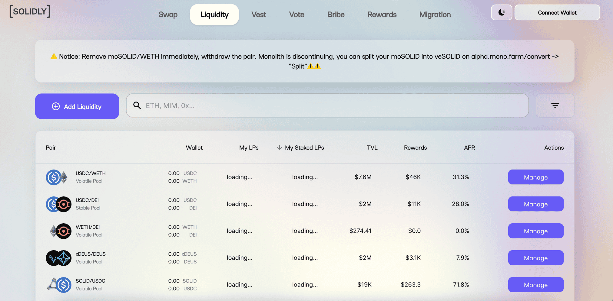 T&iacute;nh năng Add Liquidity tr&ecirc;n Solidly