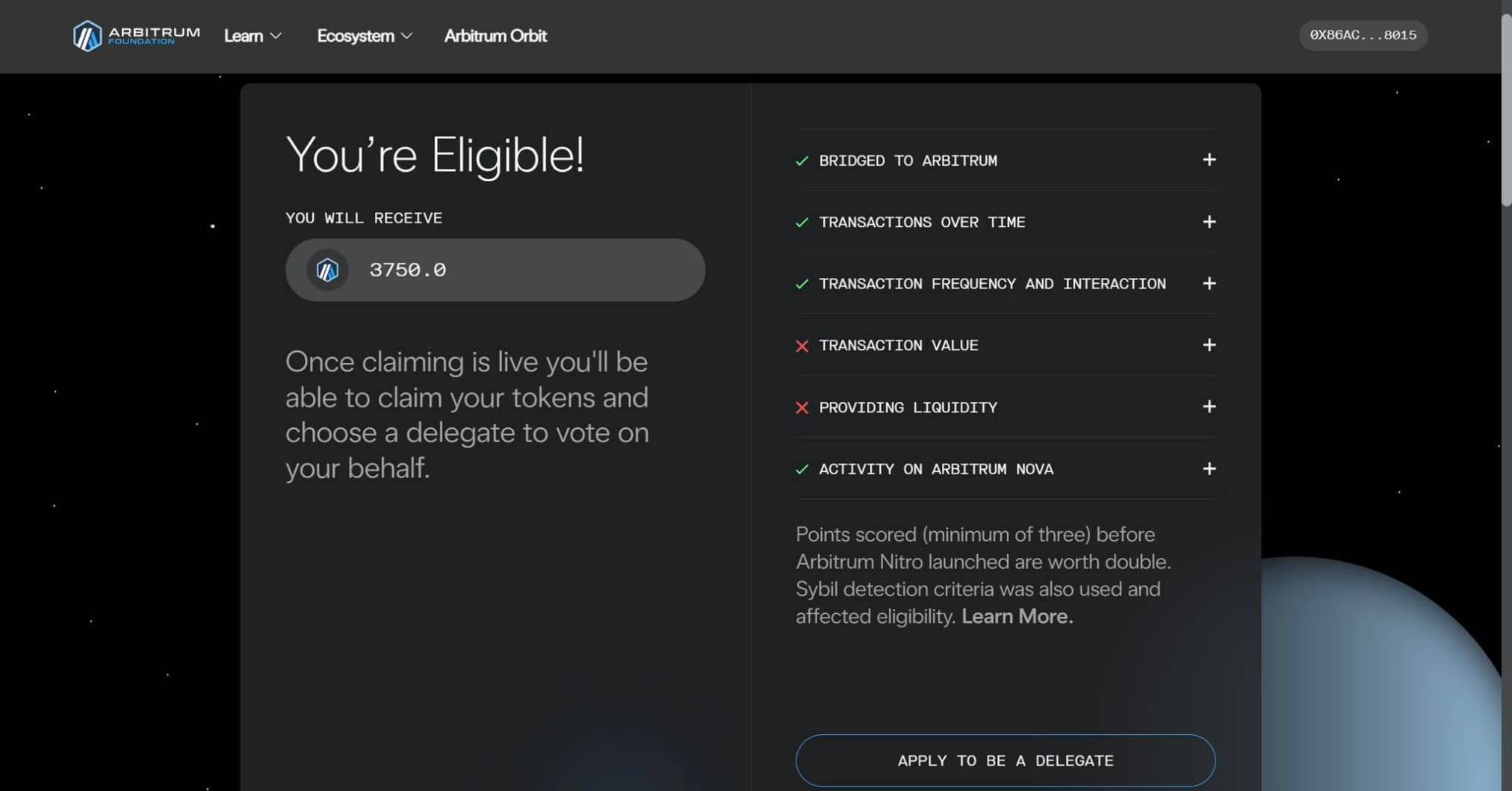 Tiêu chí airdrop của Arbitrum