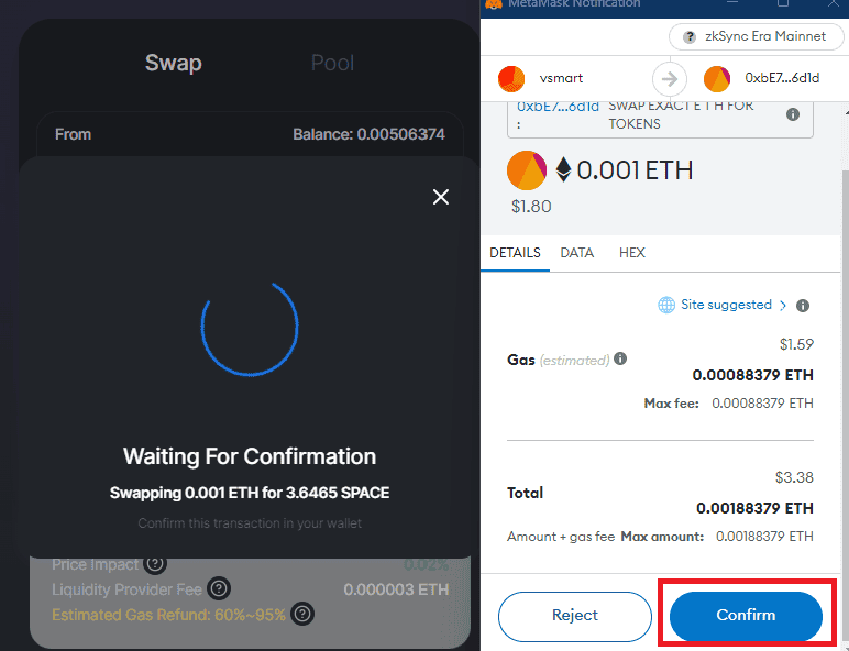 Chọn Confirm để xác nhận