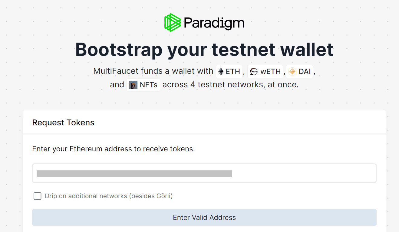 Nhận ETH testnet
