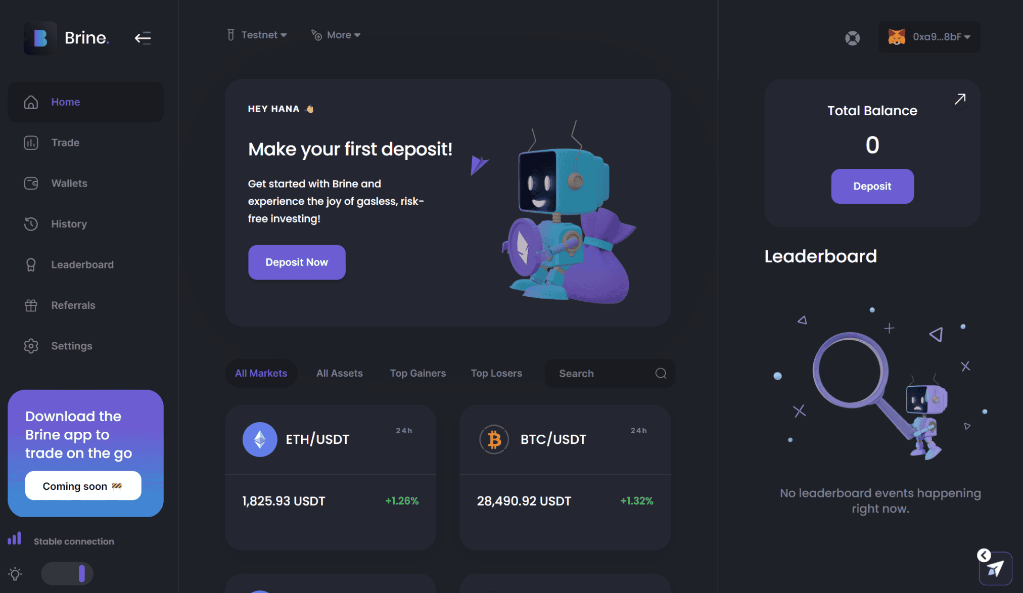 Nạp $ETH testnet lên BrineFi