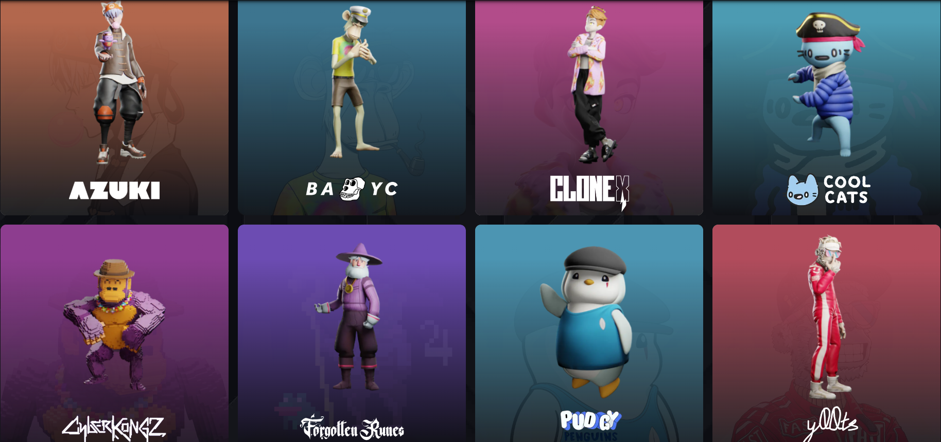 C&aacute;c bộ NFT được dự &aacute;n hỗ trợ