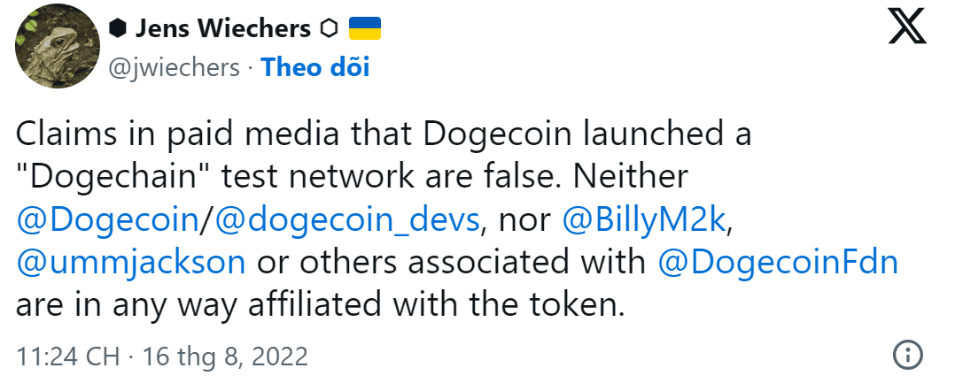 Dogechain và Dogecoin là 2 dự án độc lập