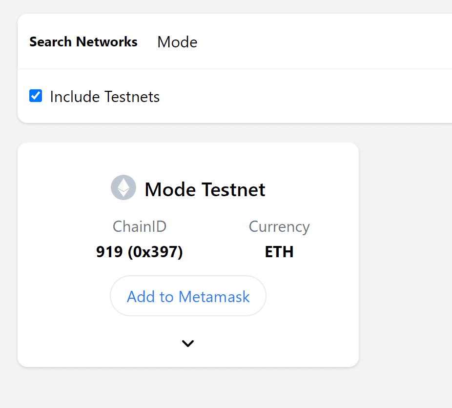 Thêm mạng Mode Testnet vào ví Metamask