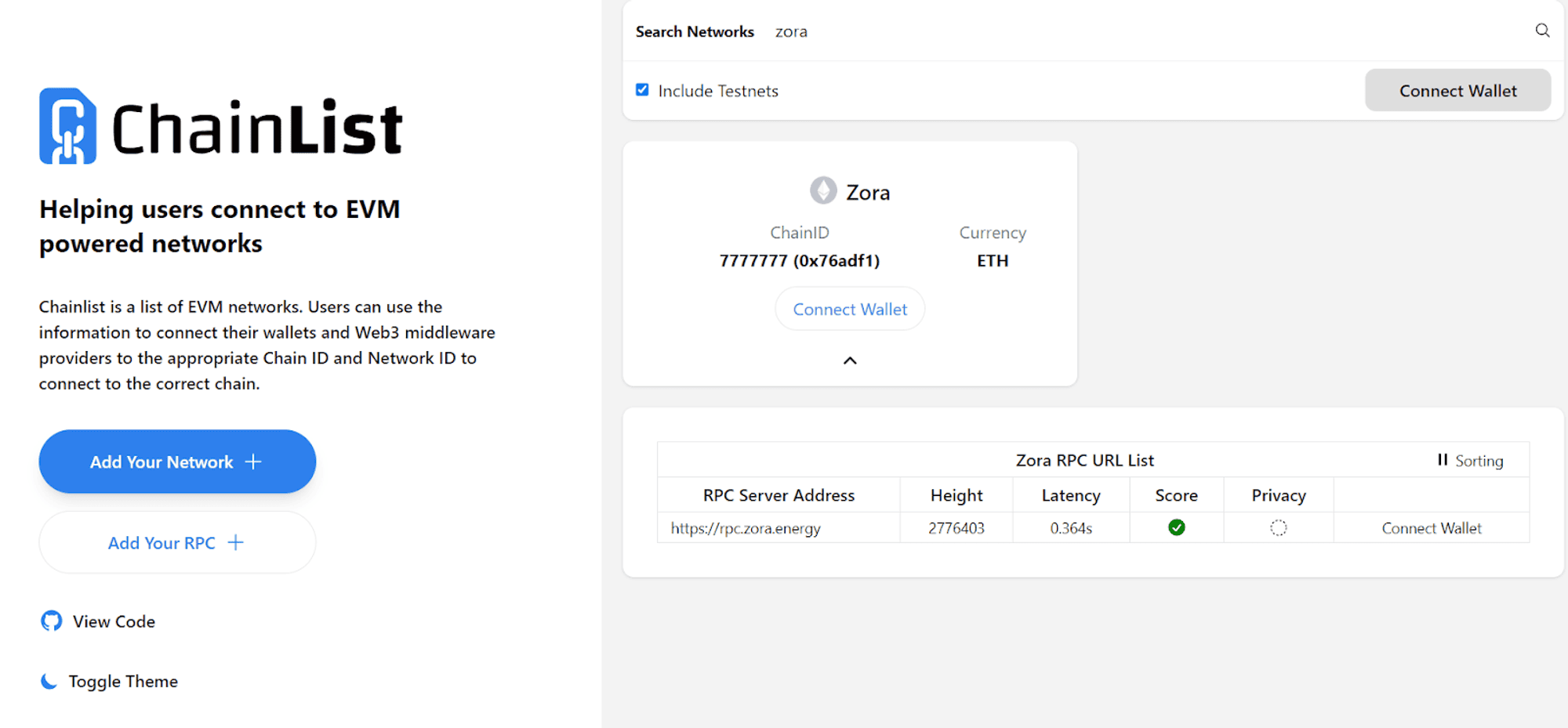 Thêm Zora Network vào ví Metamask