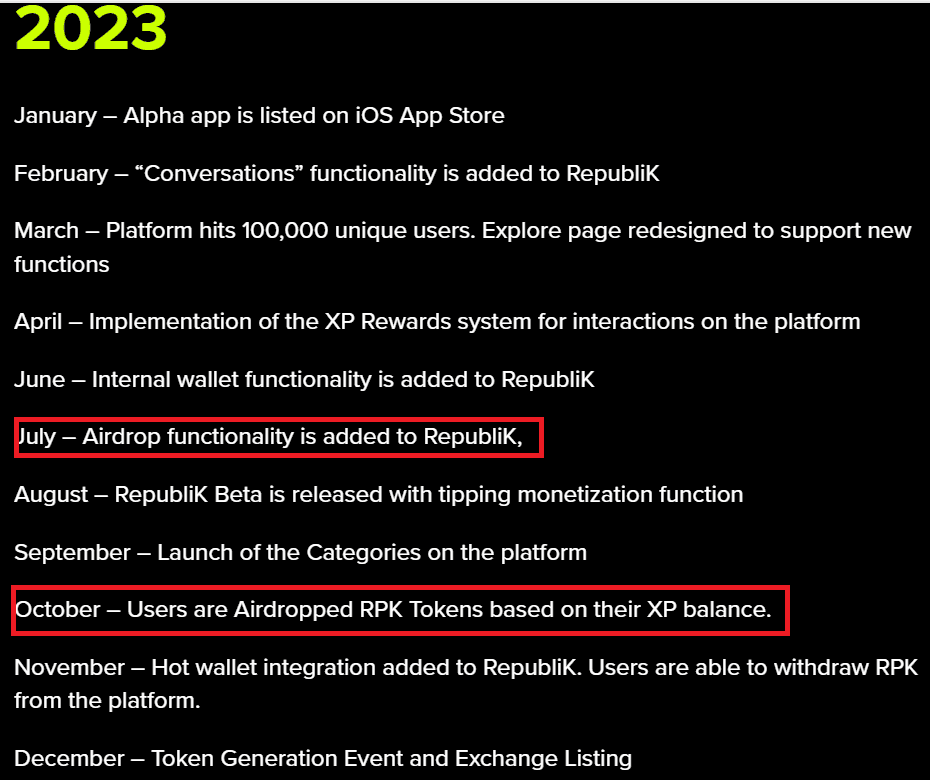 Roadmap của RepubliK