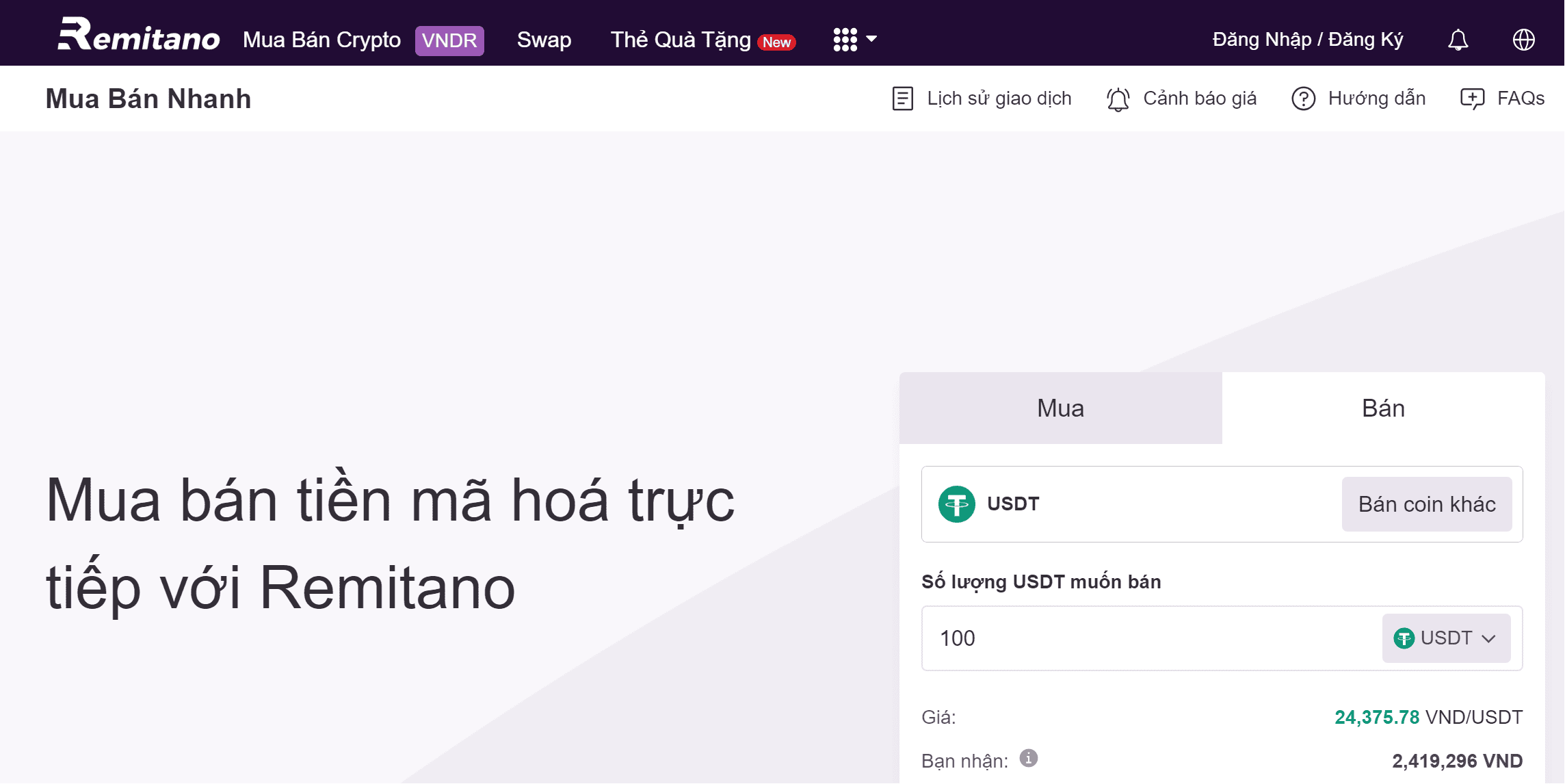 Mua bán Crypto trên Remitano