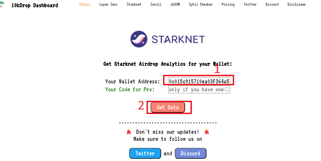 Các bước kiểm tra tương tác ví với StarkNet trên 10kDrop