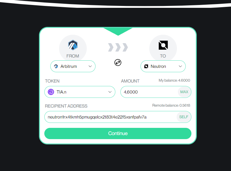Continue Bridge from Arbitrum via Hyperlane
