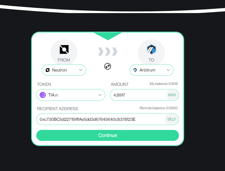 Continue Bridge from Neutron to Manta or Arbitrum