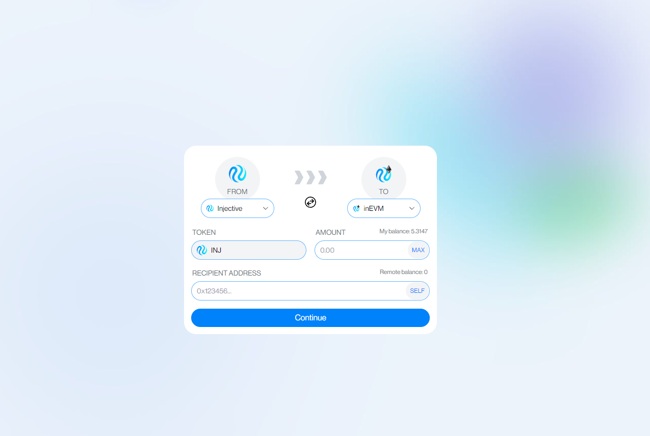 Transfer assets to inEVM via Hyperlane