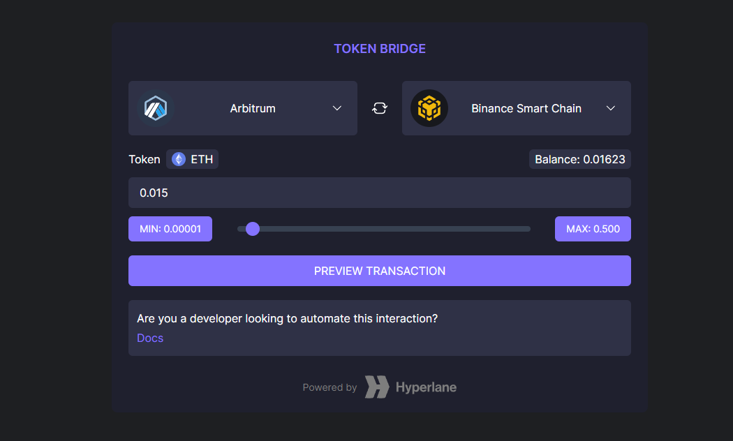 Transfer assets through Hyperlane using Merkly