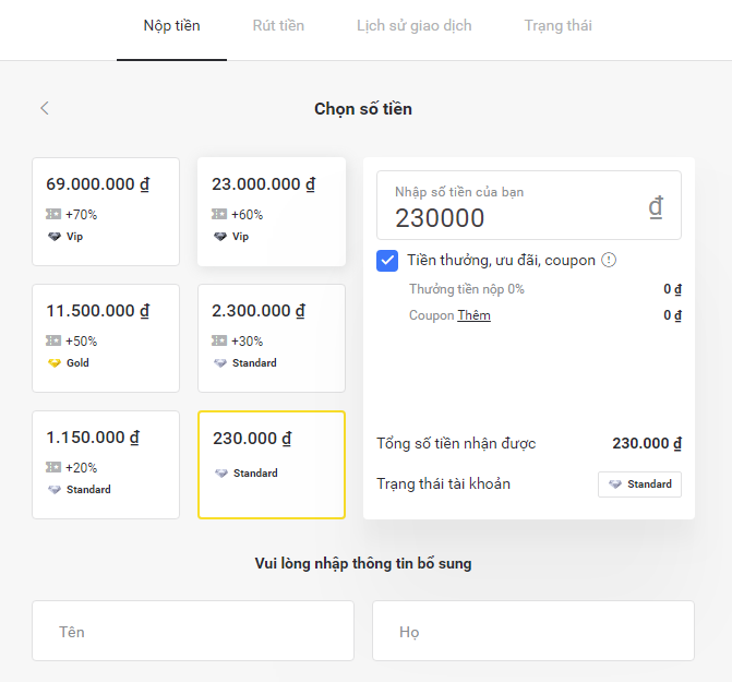 C&aacute;ch nạp tiền v&agrave;o t&agrave;i khoản Binomo