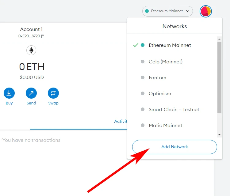Cách thêm mạng zksync vào Metamask trên máy tính
