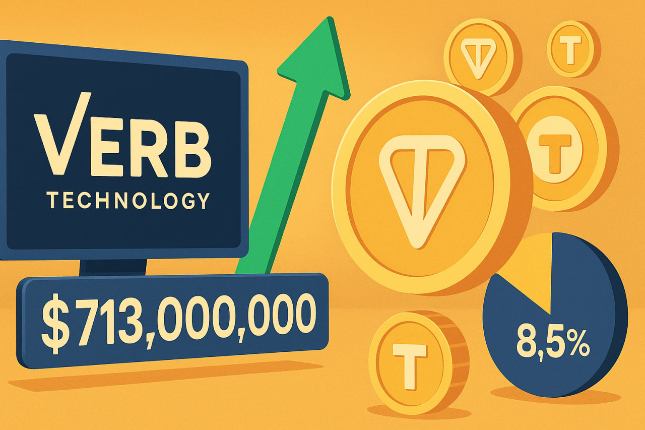 Verb Technology mua 713 triệu USD Toncoin, nắm giữ 8,5% nguồn cung lưu h&agrave;nh