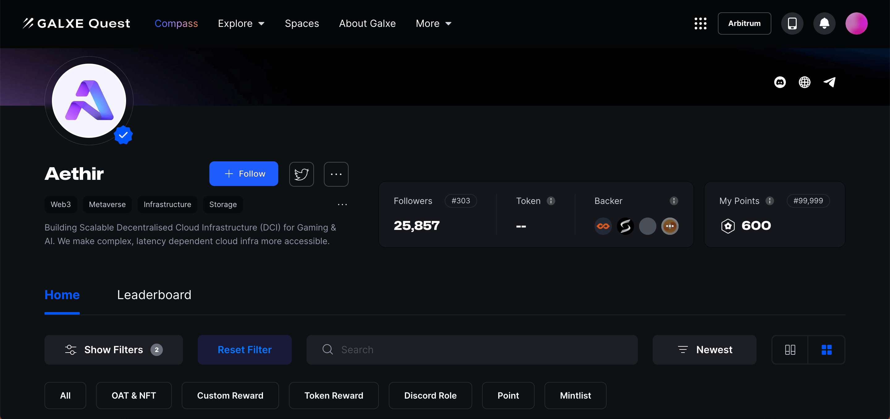 Tham gia Galxe Quest của Aethir