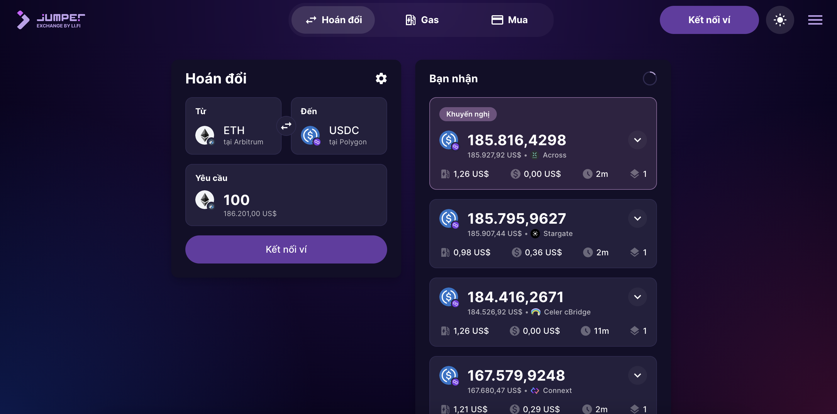 Tính năng cross-chain swap của Jumper Exchange