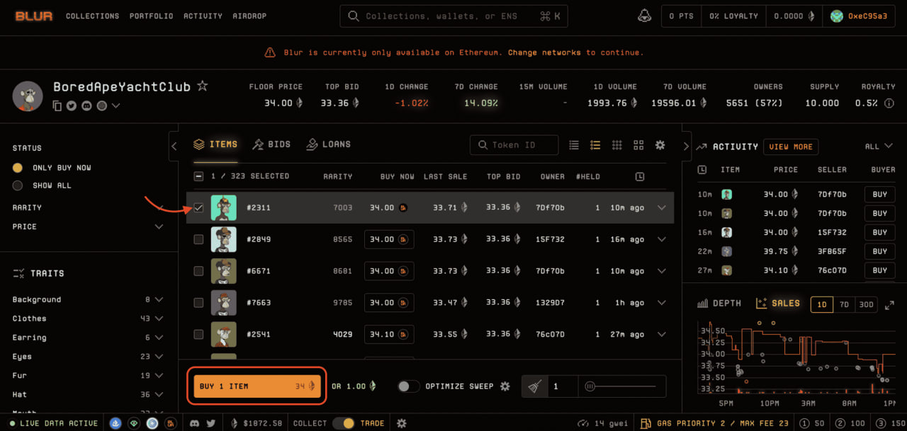 NFT Portfolio on Blur