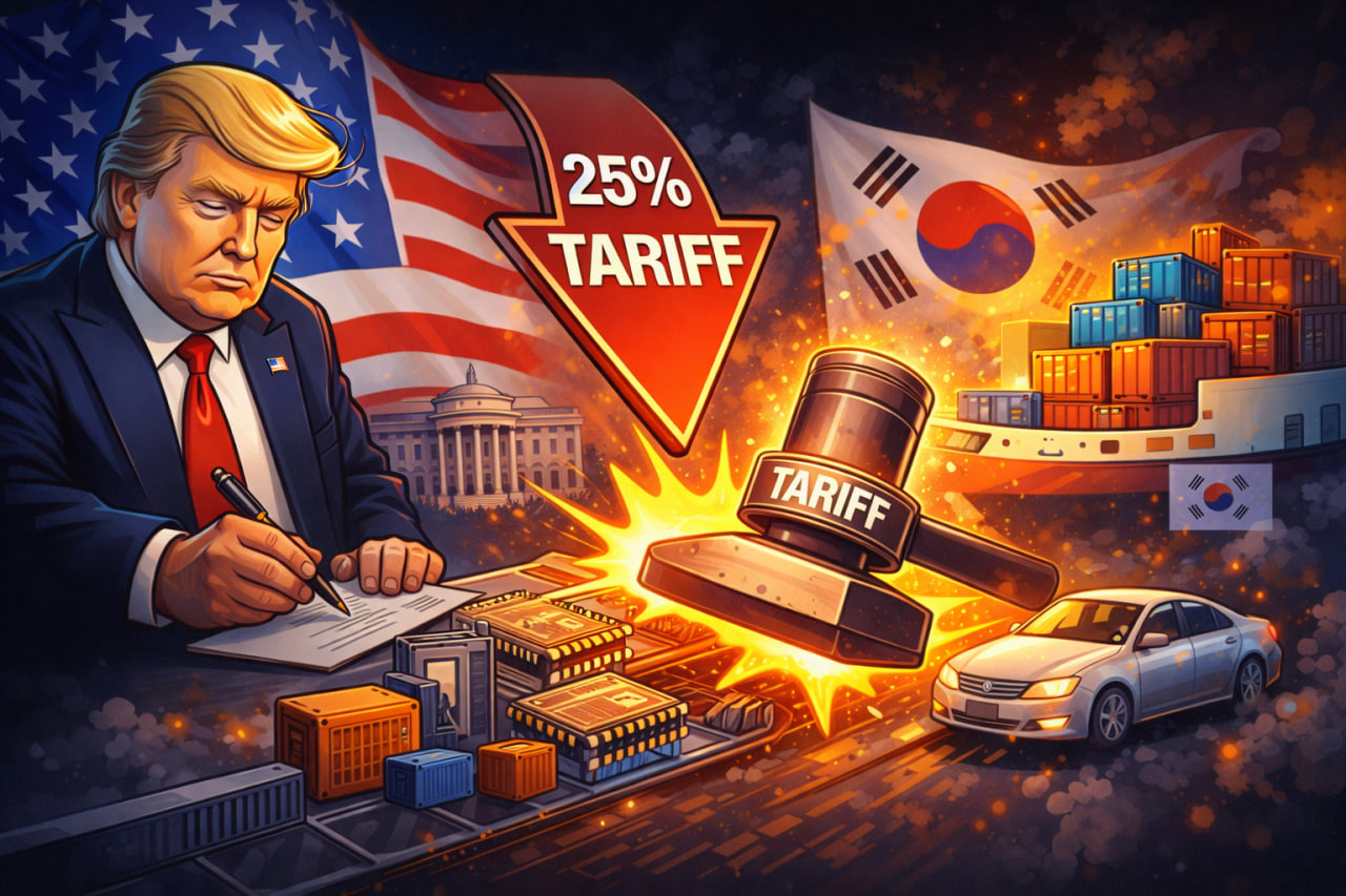 Thương chiến mới: Trump nâng thuế quan Hàn Quốc lên 25%