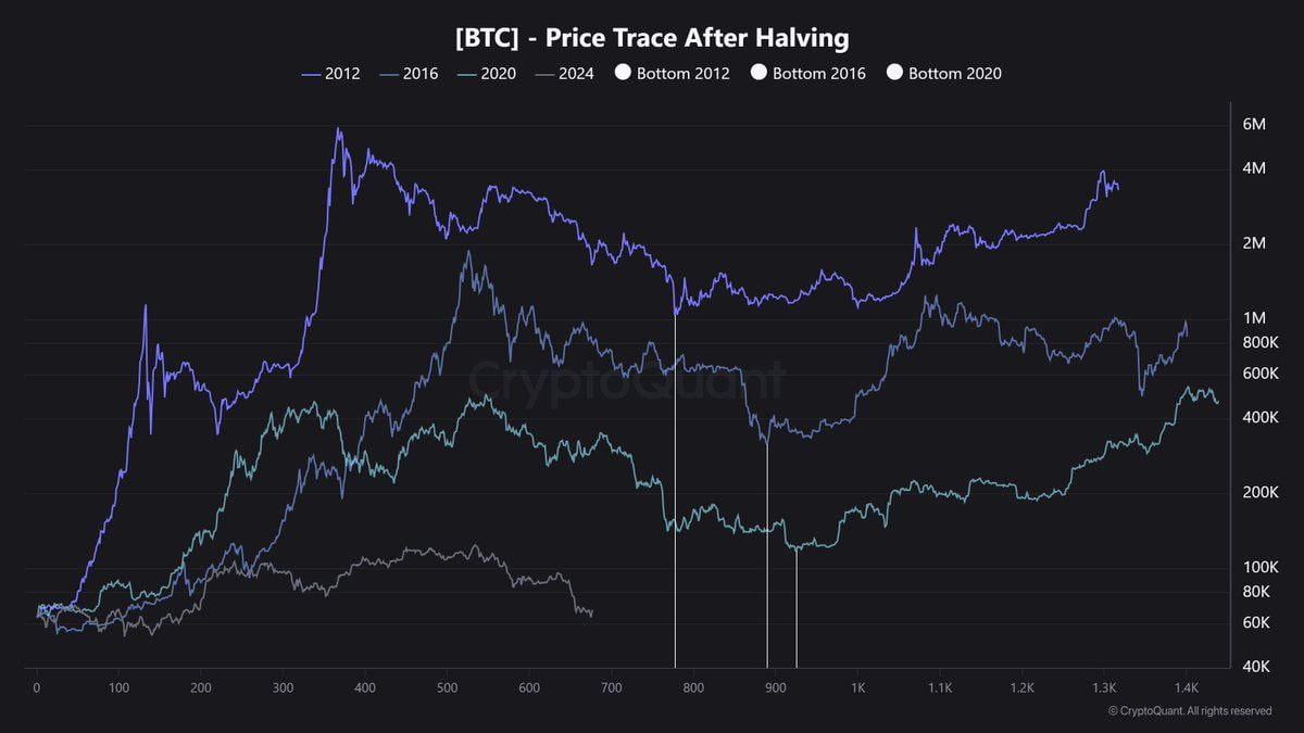 Bảng so s&aacute;nh lịch sử Bitcoin của CryptoQuant.