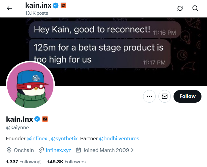 Đội ngũ Infinex được dẫn dắt bởi Kain Warwick