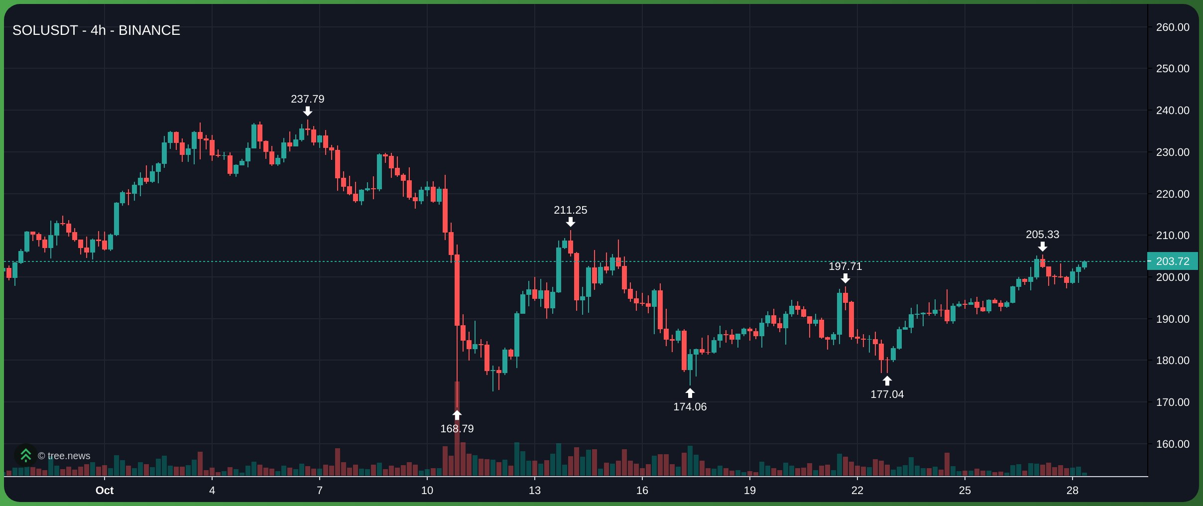 Giá SOL hiện giao dịch quanh 203,7 USD