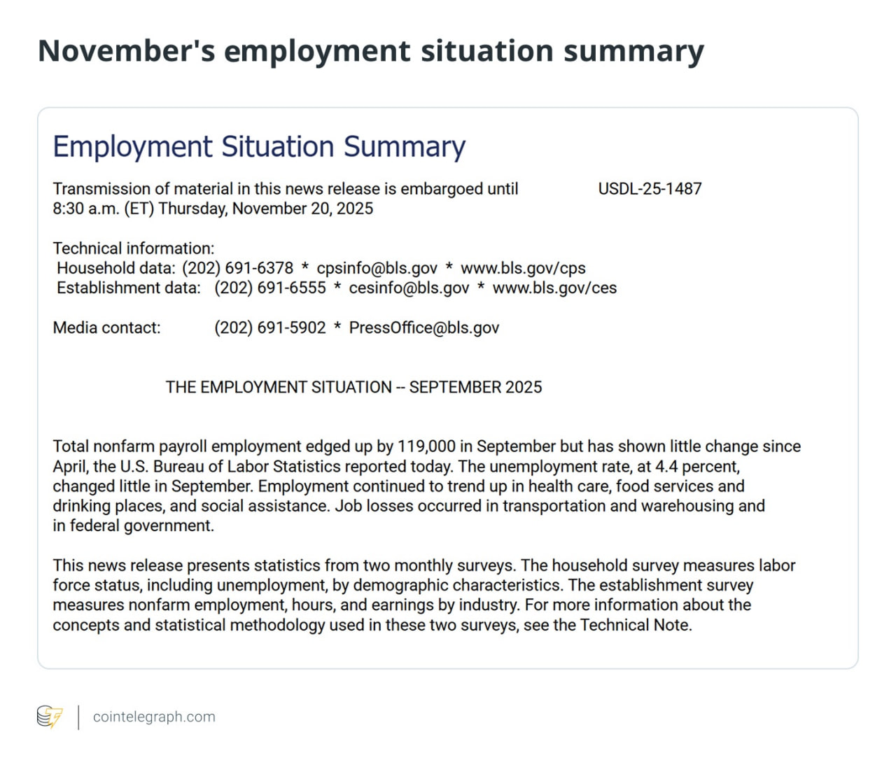 Tóm tắt tình hình việc làm tháng 11