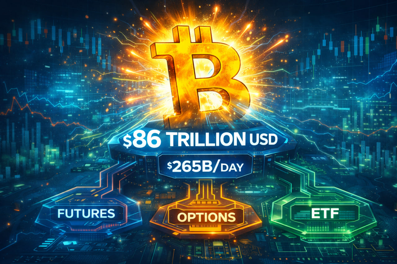 Khối lượng phái sinh crypto bùng nổ lên 86 nghìn tỷ USD trong năm 2025