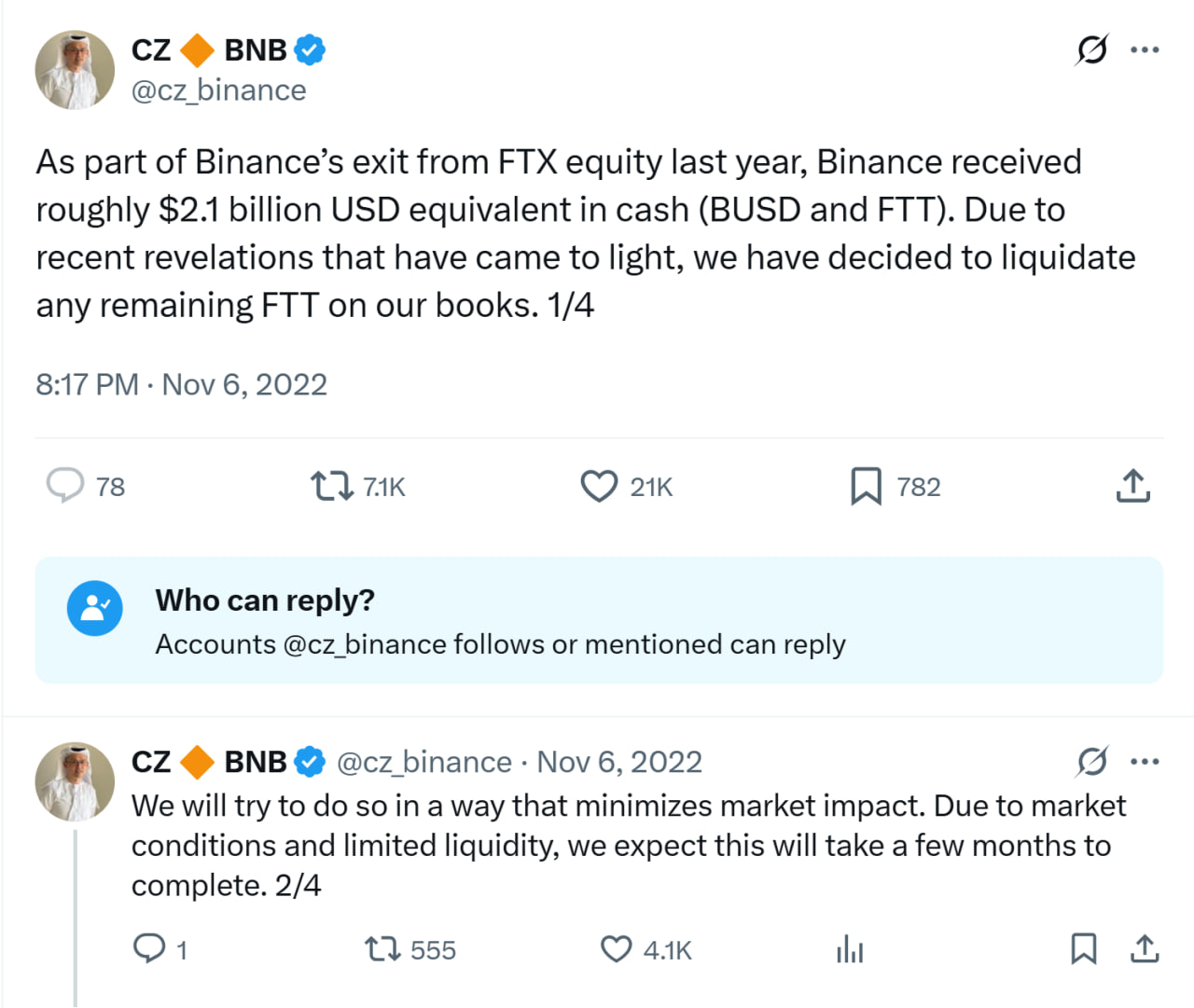 CZ công bố kế hoạch thanh lý cổ phần FTT vào năm 2022