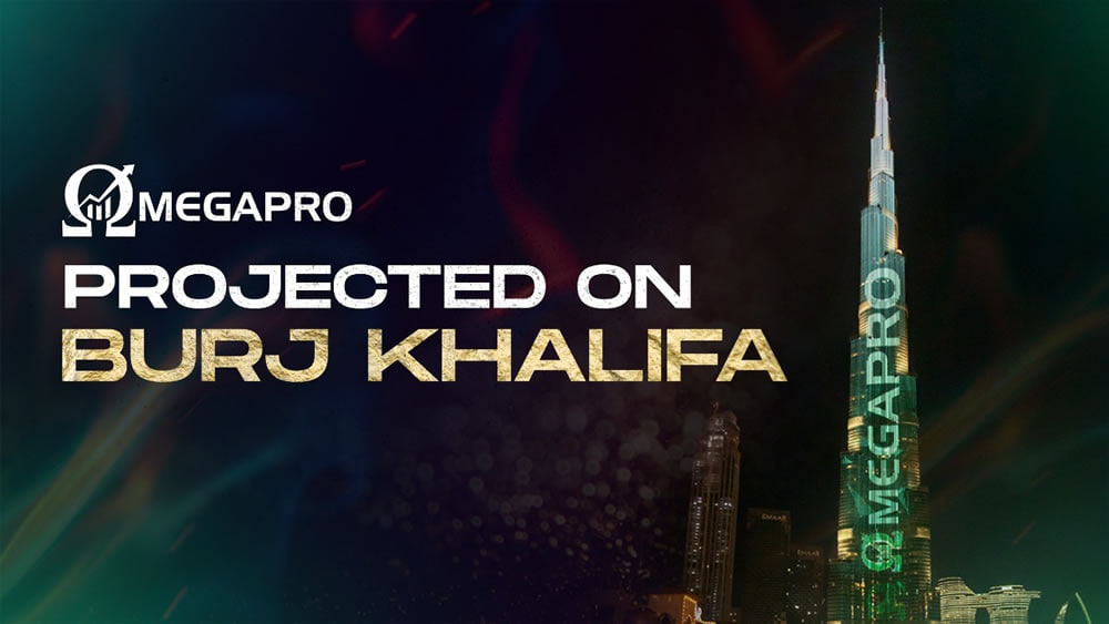 Logo OmegaPro được chiếu tại Burj Khalifa vào năm 2022.