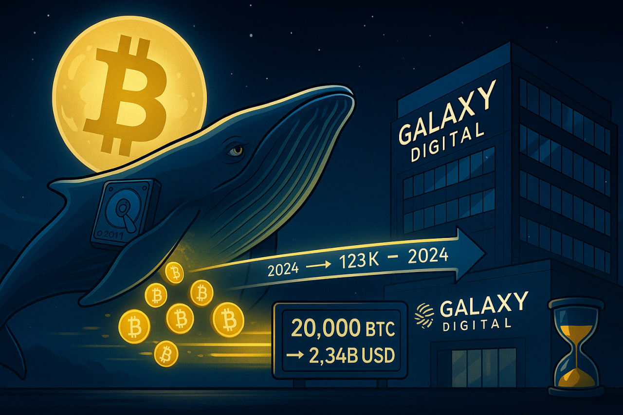 Cá voi OG chuyển 20.000 BTC về Galaxy giữa lúc Bitcoin lập đỉnh