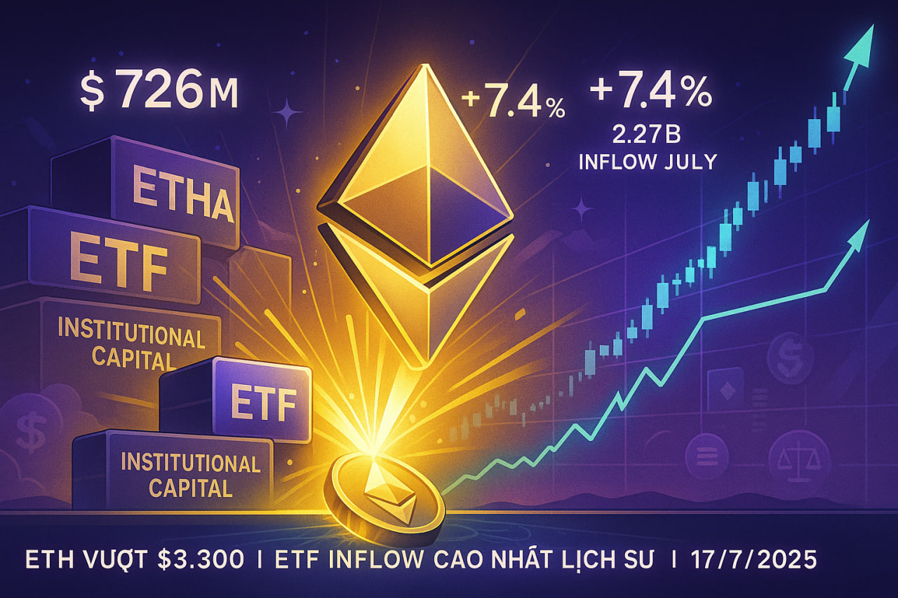Ethereum phục hồi mạnh khi quỹ Spot ETF ghi nhận dòng tiền kỷ lục 726 triệu USD