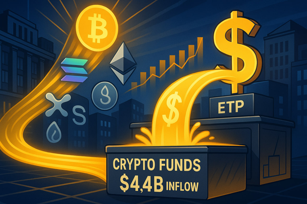 Dòng tiền đổ vào quỹ crypto đạt kỷ lục 4,4 tỷ USD