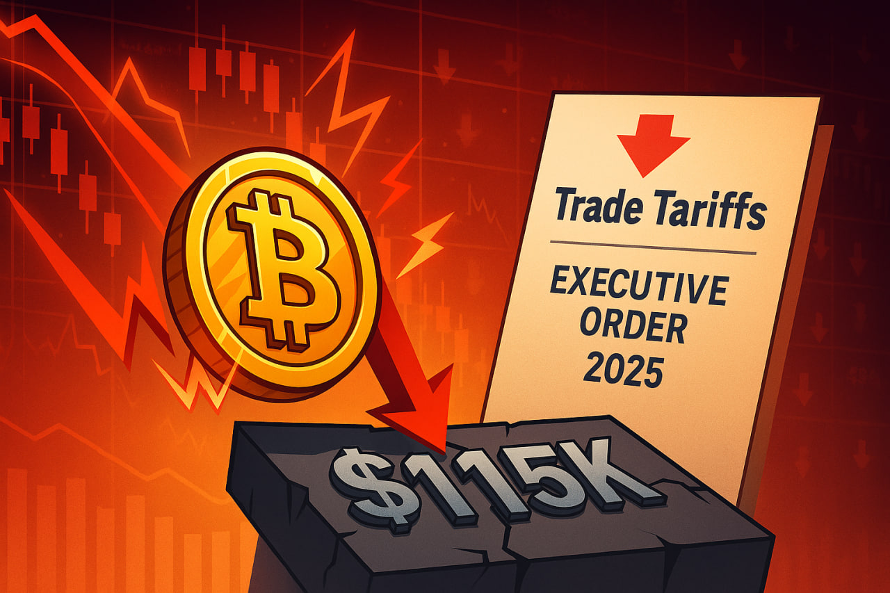 Bitcoin giảm mạnh về $114K sau lệnh áp thuế mới của Trump