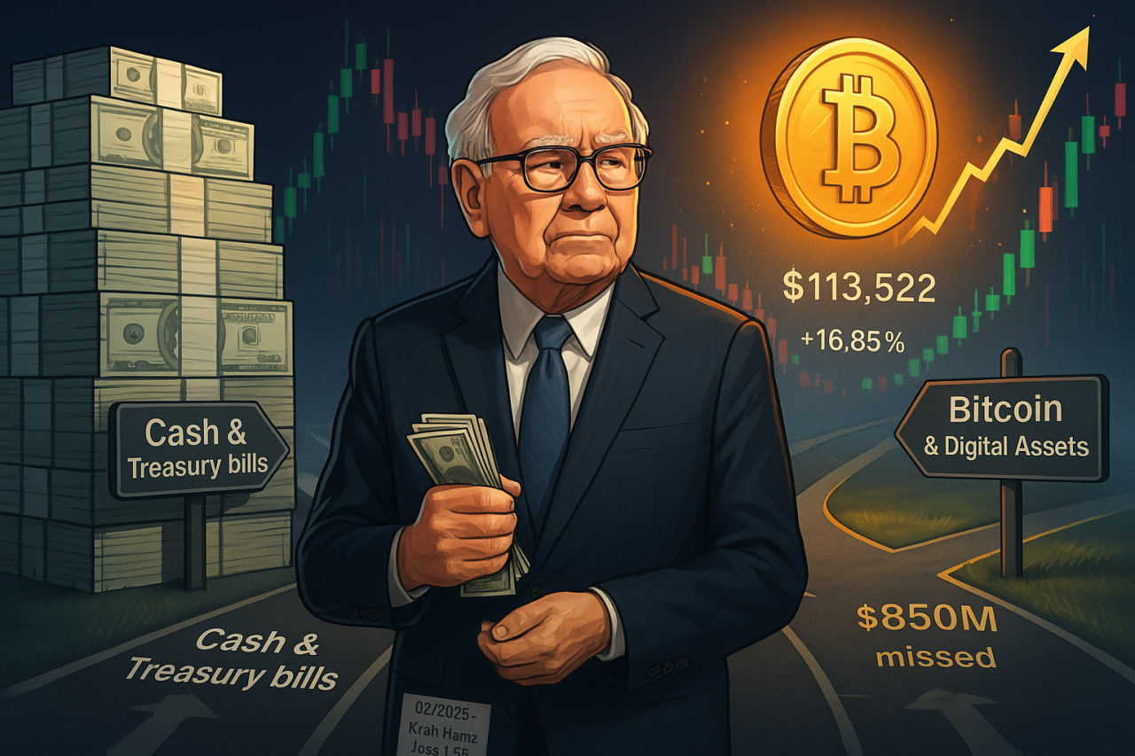 Buffett ôm tiền mặt, bỏ lỡ $850 triệu từ Bitcoin năm 2025