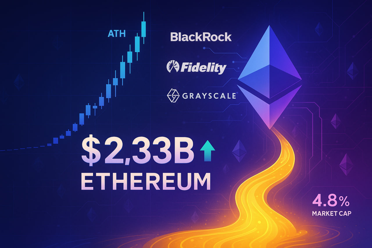 D&ograve;ng vốn ETH ETF đạt 2,33 tỷ USD trong s&aacute;u ng&agrave;y