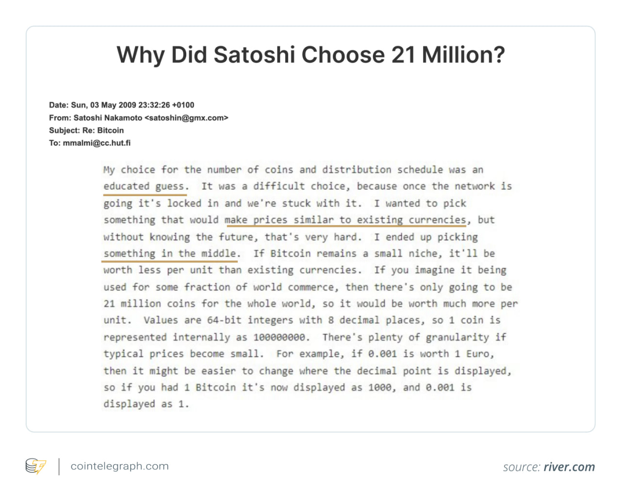 Tại sao Satoshi lại chọn 21 triệu làm tổng cung của Bitcoin?