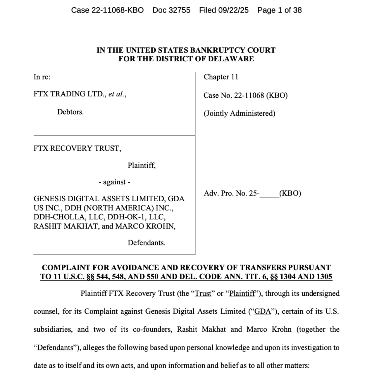 Đơn kiện cho biết, SBF đã chỉ đạo Alameda Research – công ty chị em của FTX – chi hơn 500 triệu USD để mua 154 cổ phần ưu đãi của GDA với mức định giá bị cho là phi thực tế. 