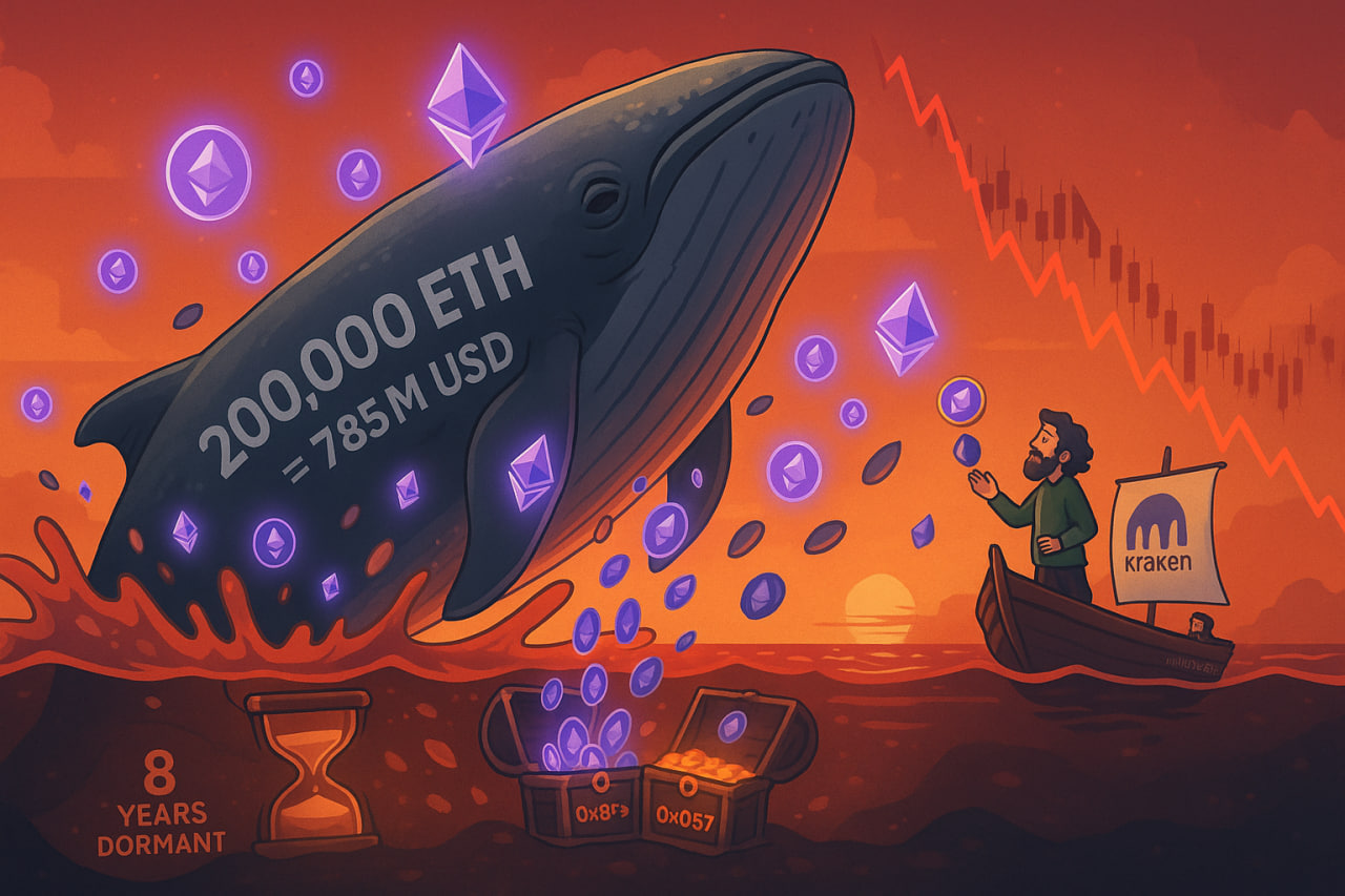 Cá voi Ethereum thức giấc sau 8 năm, chuyển 200.000 ETH trị giá 785 triệu USD