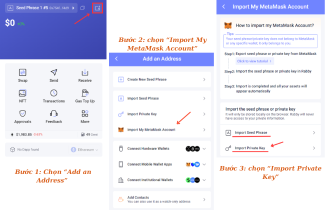 Kết nối MetaMask với Rabby