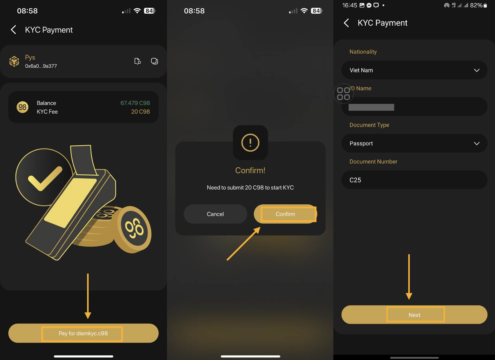 Quy trình KYC trên ví Coin98 (3)