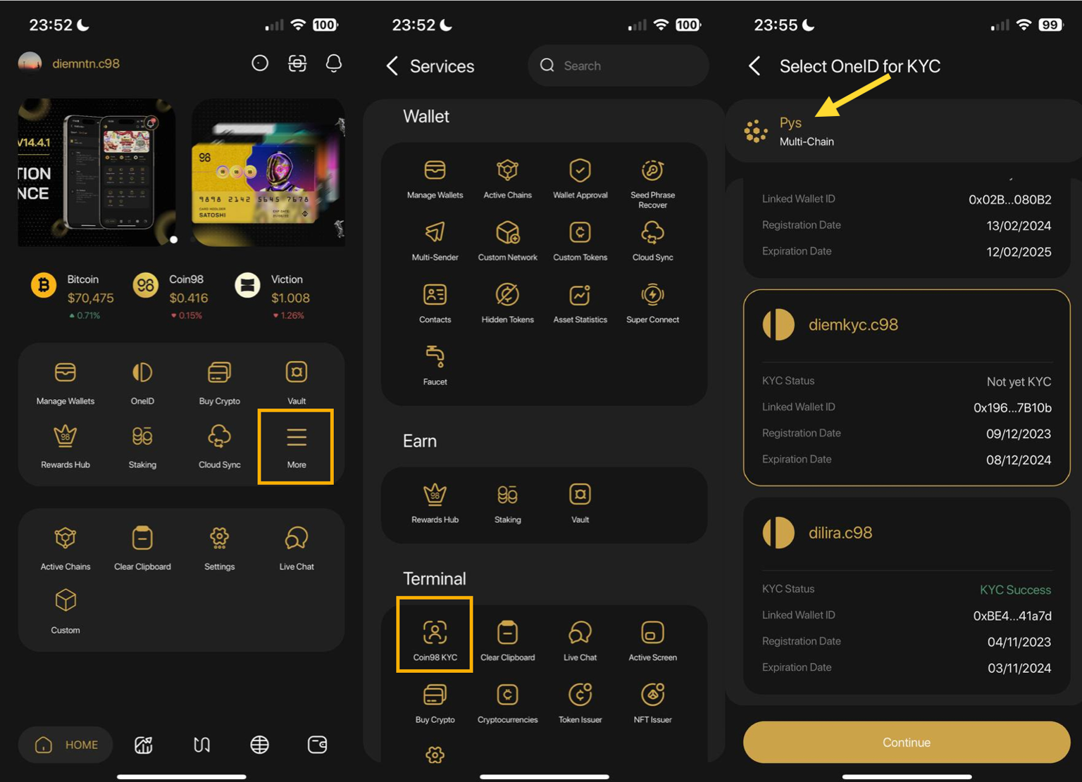 Quy trình KYC trên ví Coin98 (1)