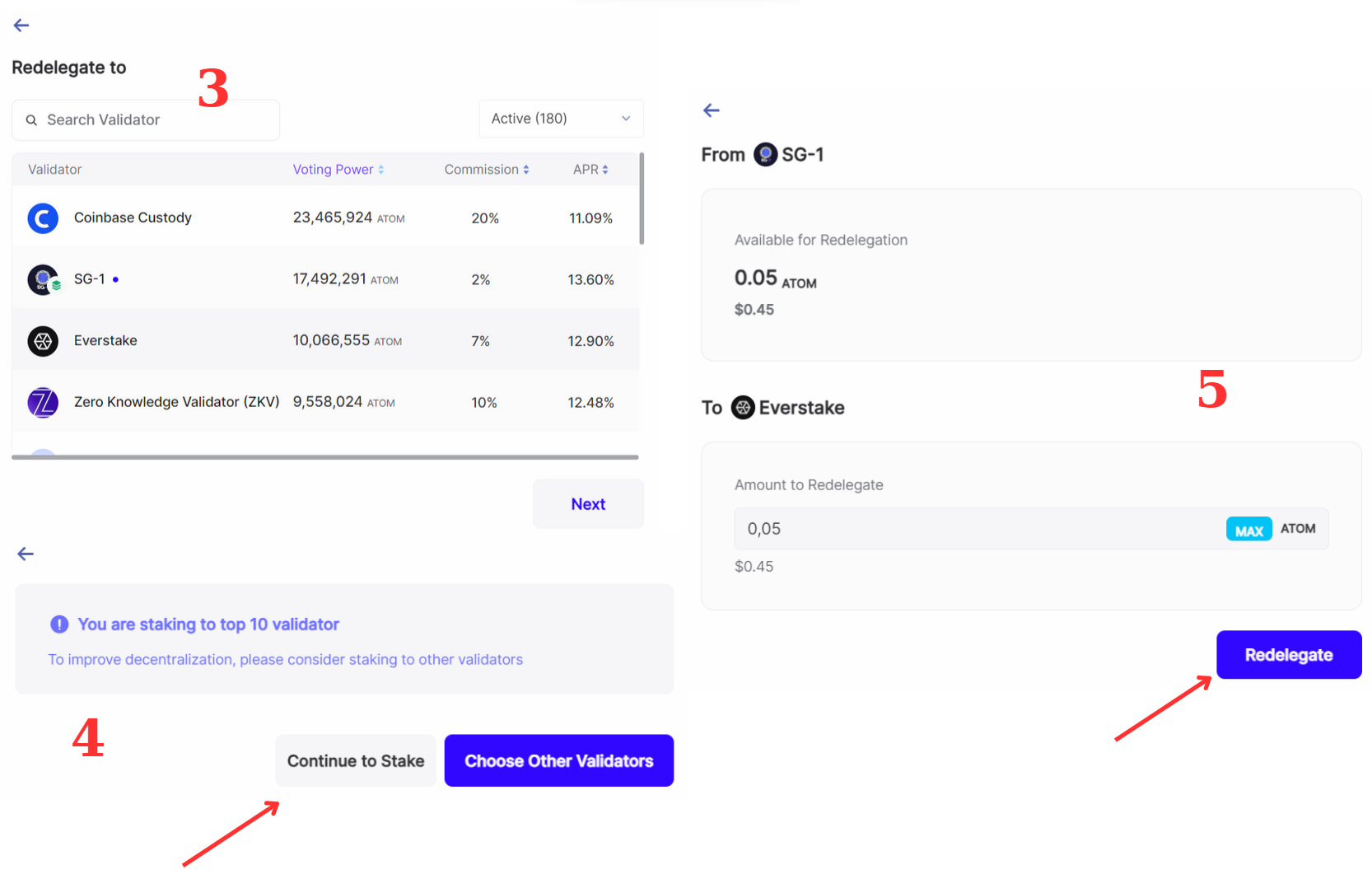 Hướng dẫn thay đổi Validator khi staking (2)