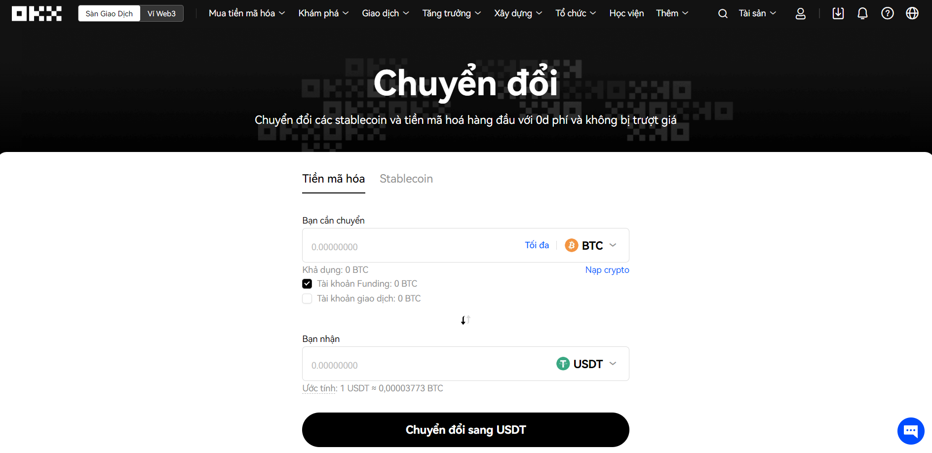 Chuyển đổi tr&ecirc;n OKX