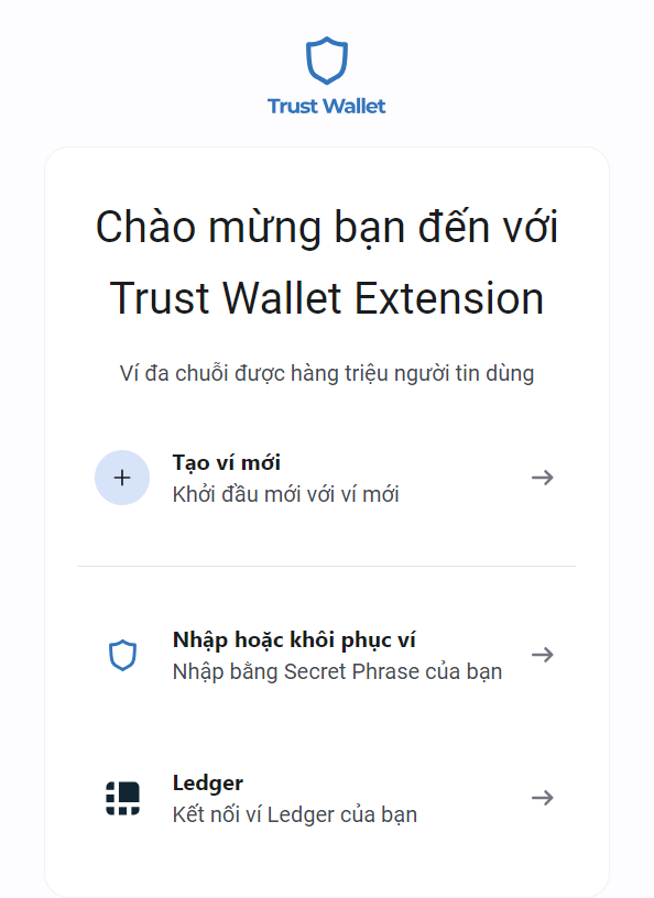 Tạo ví Trust Wallet