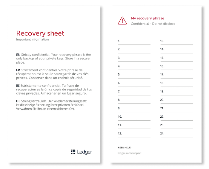 Recovery Sheet