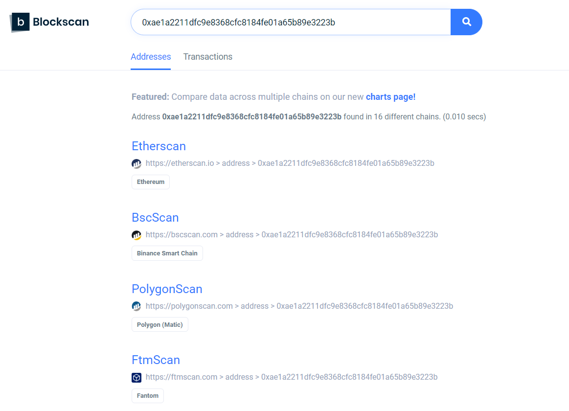 Kiểm tra địa chỉ ví kết nối với blockchain khác