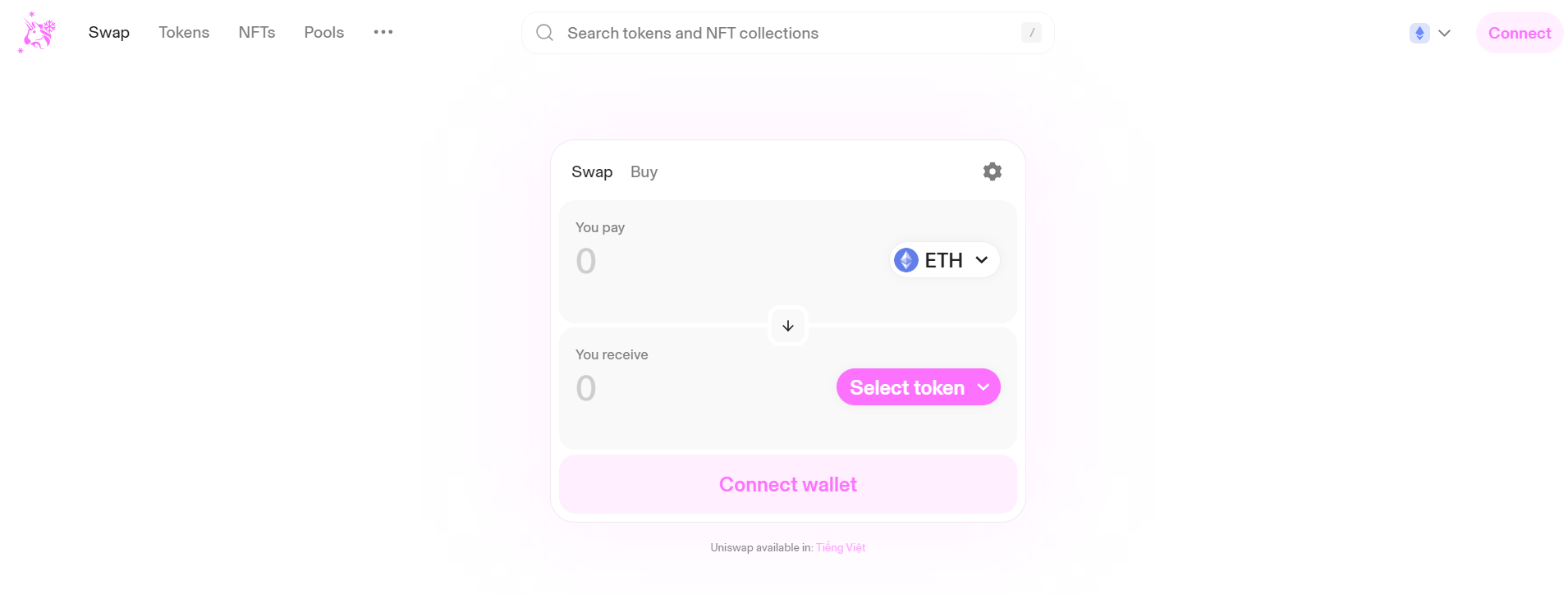 Kết nối v&iacute; với Uniswap