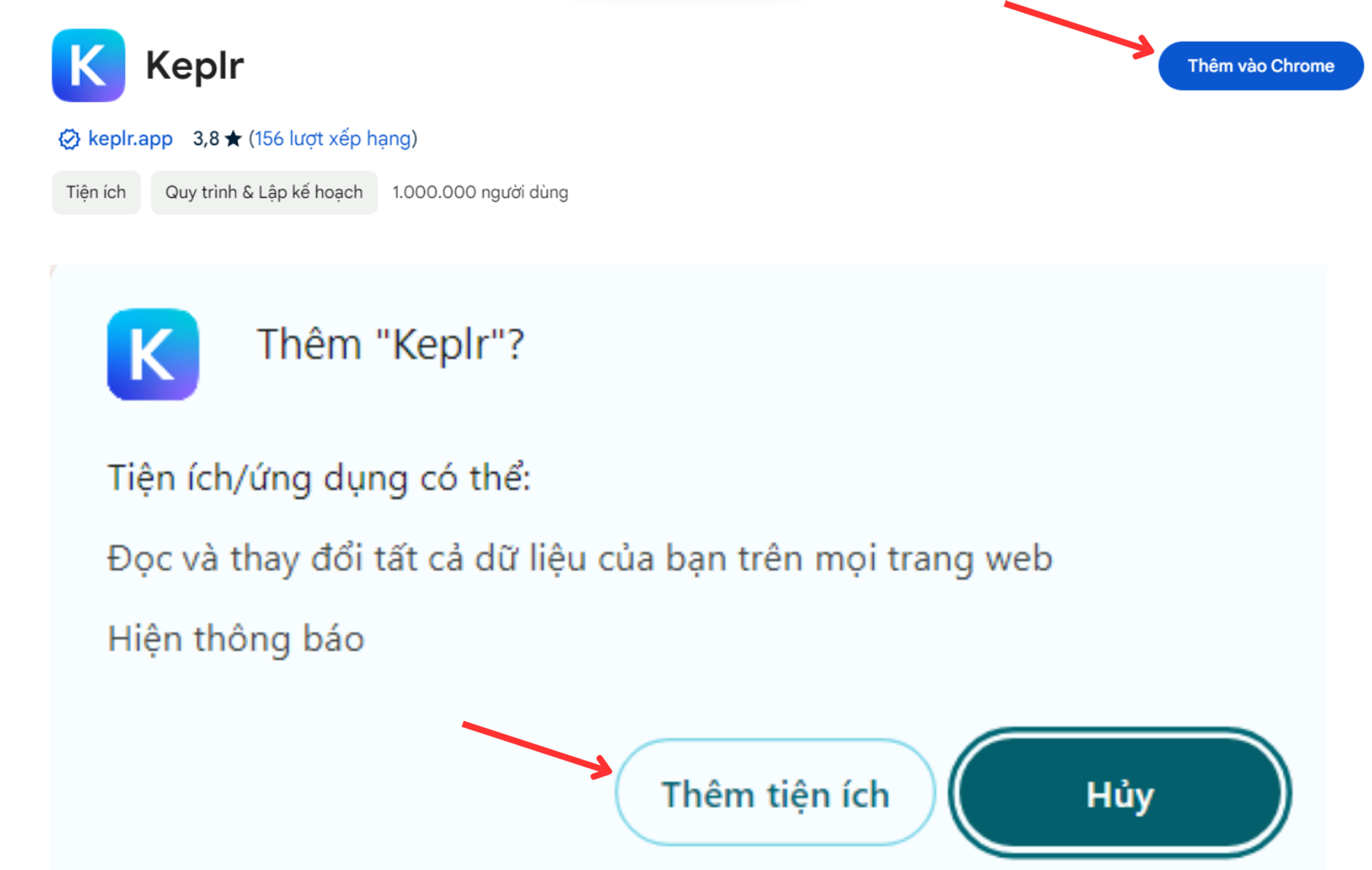 C&agrave;i đặt v&iacute; Keplr