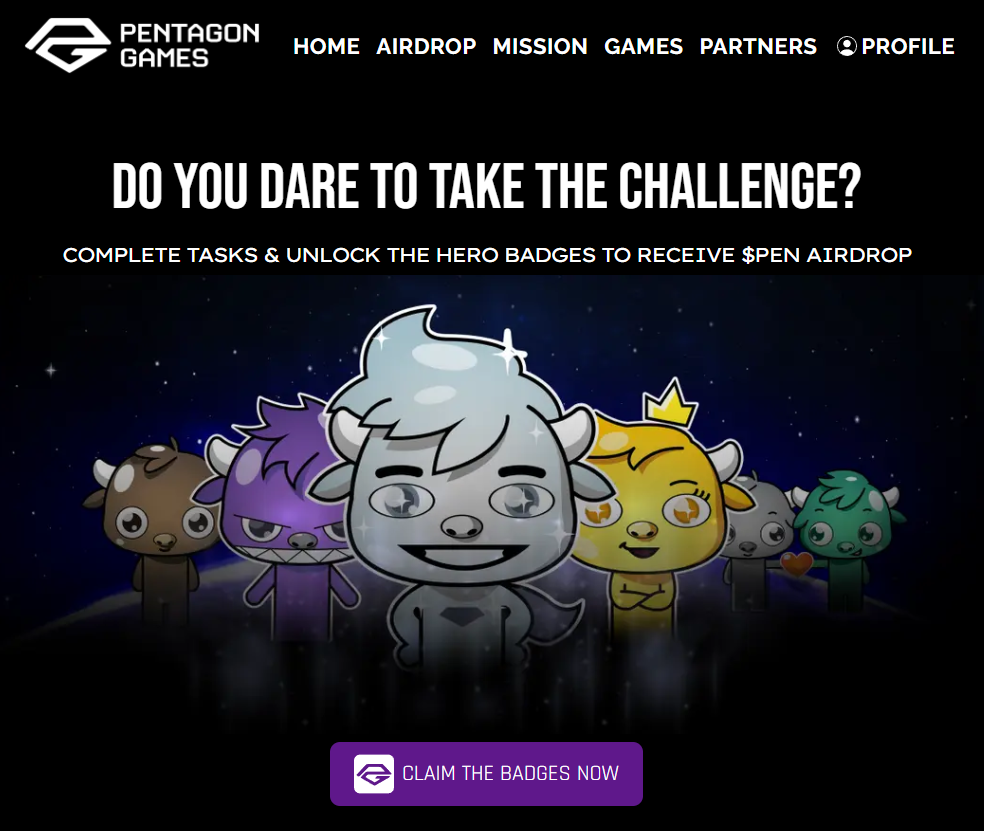 Truy cập website Pentagon Games